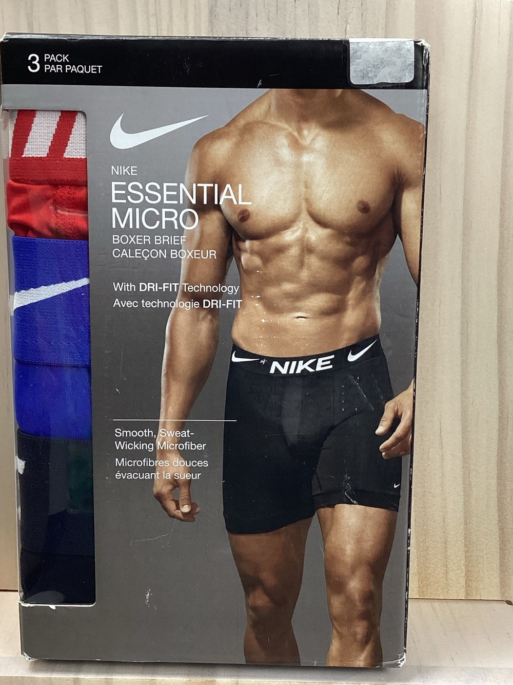 Nike Essential Micro Boxer Briefs 3-Pack Size Small Red Blue Black NIB Men’s